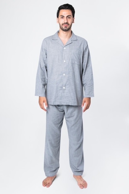 man gray pajamas comfy sleepwear